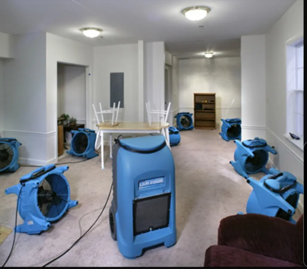 Air movers and dehumidifier setup for Water Extraction & Removal in Newport News